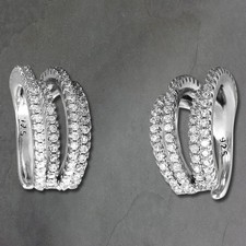 SilberDream Ohrringe Line Ear Cuff Zirkonia weiß Ohrklemmen 925 Silber GSO469W