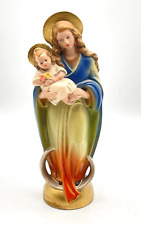 Madonna Figur mit Kind 21cm Maria Gottesmutter Statue wohl aus bemaltem Gips