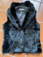 ON PARLE DE VOUS Paris Fellweste Weste Kaninchen Fell Pelzweste Schwarz Gr. S/36