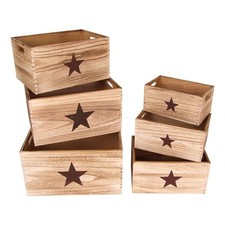 Deko-Holzkästen Stern 6er-Set