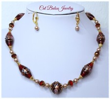 Barock Antik Vintage Romanov Kette Halskette Granat Rot Gold CatBalouJewelry