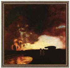Franz von Stuck 35 Sonnenuntergang am Meer Leinwand 42x43 AUTOMOBIL SILHOUETTE