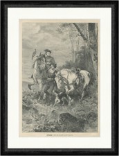 Falkenjagd Eggena Greifvogel Beizjagd Jäger Falknerei Faks E 22106 Gerahmt