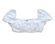 Damen Top Bandeau (weiß, sexy, bauchfrei, mit Ärmeln) H&M, Gr. S 🤍