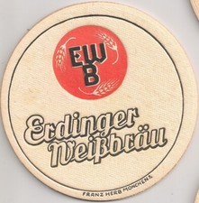 Erdinger Weißbräu - historischer Bierdeckel / Bierfilz "Franz Herb"