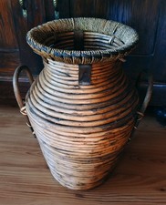 schöne große Korb Vase Bodenvase/Rattan/Weide + 2 Henkel - ca. 42 cm hoch
