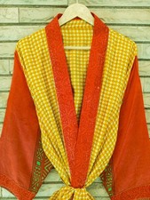 Reine Seide Gelb Kimono Lang