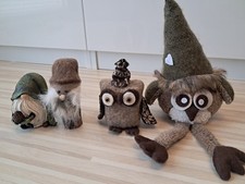 Herbst Dekoration Eule Zwerg Wichtel Braun Grün Grau Figur Deko Herbstdeko