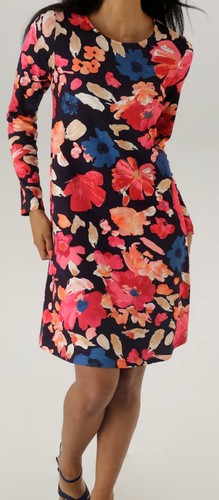Neu jersey etuikleid blumen - blumen, 36