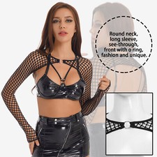 DE Damen Crop Tops Netzshirt