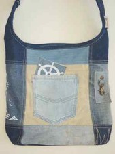 Sunsa  Umhänge - Schultertasche Hobo Canvas Jeans Upcycling Maritim Blau 52458 2