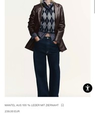 ZARA STUDIO Kleid LEDERJACKE MANTEL AUS100%SCHAFSLEDER GRS GRM GRL GRXL NP239€ 