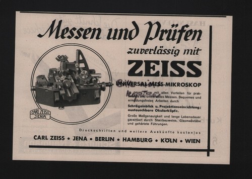 Jena werbung 1938 carl - carl, zeiss