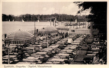 AK BERLIN TEGELORT /TEGEL Gaststätte SEEGARTEN, Wasserterrasse Dampfer 30er