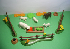 Playmobil Bauernhof: Schafweide mit Schafe, Maulwurf Weidezaun Blumen Futter (A)