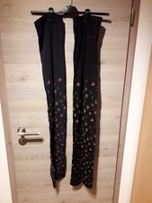 2 Trachtenstrumpfhosen Schwarz+Dunkelblau mit Blumendruck Gr. M