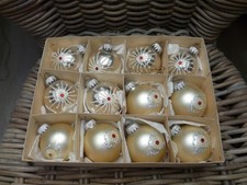 ECKARTINA - 12 Vintage Weihnachtskugeln Christbaumschmuck  5 cm Glas silber gold