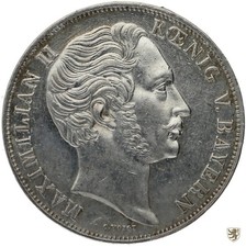 BAYERN, Maximilian II, Doppelgulden, 1855, Mariensäule, AKS 168, sehr schön