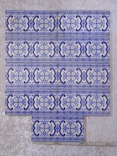 9 x antike Jugendstil Design Keramik Fliese Kachel Bordüre - Vintage um 1900