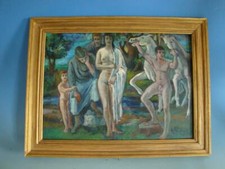 RS0519-524: Gemälde Figurale Komposition Akt mit Pferden