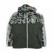 Adidas Originals Jacke Herren L Grün Camouflage Windbreaker Vintage Regenjacke