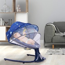 Elektrische Wippe Baby Schaukel Wiege Bluetooth USB Musik Fernbedienung Blau NEU