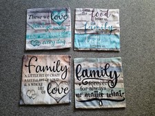 Set 4 Deko Kissenhülle Kissenbezüge 40x40 cm Sofakissen Samt Family Love neu