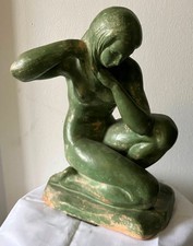 Antike Ton Figur Frau Mädchen