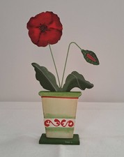 Standfigur aus Holz von LandArt - Mohnblume im Topf