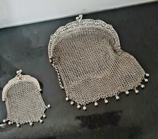 Antik Silber Opern Tasche + Geldbörse Theater antik 1900 gepunzt Jugendstil