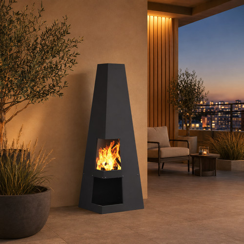 Terrassenkamin aus stahl für - terrassenkamin,