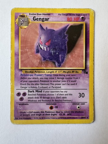 Gengar pokemon karte 62 - gengar, 20/62