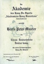 Diplom Urkunde Ehren Doktor