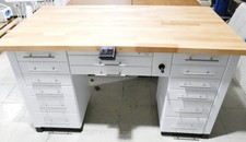 Dentalmöbel 155 cm Labor Möbel Arbeitstisch weiß mit Luftanschluß 8698