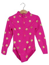 Boden Mädchen Badeanzug Langarm Pink Gold Punkte Gr. 116 Sportlich