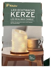 Tchibo LED Echtwachs Kerze Timer 15cm Weiß Uni Applikationen Batterie