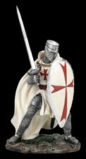Veronese Kreuzritter Figur in Schlachtpose - Weiße Rüstung - Templer Mittelalter