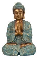 Buddha Figur groß 41,5cm türkis gold betende Hände Dekoration Figur Entspannung