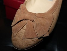 Damen Ballerina Schuhe Echt Leder MARKE ELIZABETH hellbraun velour 6,5 Samtziege