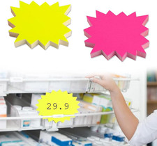 100 fluoreszierende Preisschilder 7x9 cm für Verkauf und Merchandise