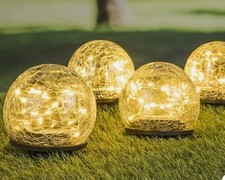 4er Set Solar Crackle Glas