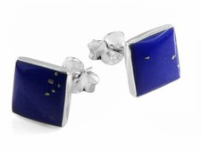 925 ECHT SILBER *** Ohrstecker Ohrring Viereck Quadrat Raute mit Lapislazuli 8mm