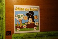Alter Aufkleber Natur- Tier- Umweltschutz Maulwurf Regenwurm SCHÜTZT DEN BODEN