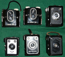 Konvolut 6 x Boxkameras, Imperial, Adox 66, Reporter, Ferrania, Zeiss Erabox