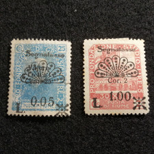 Fiume, Portomarken 1921-MiNr.17+26 Aufdruck „Segnatasse“ mit Zierstücken + Wert