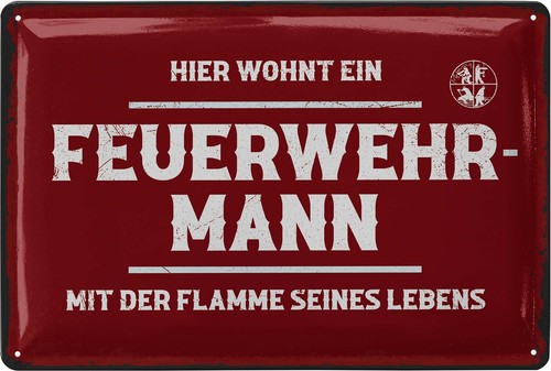 Blechschild feuerwehrmann - blechschild,