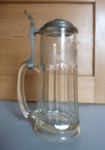 Glaskrug alt zinndeckel - ,