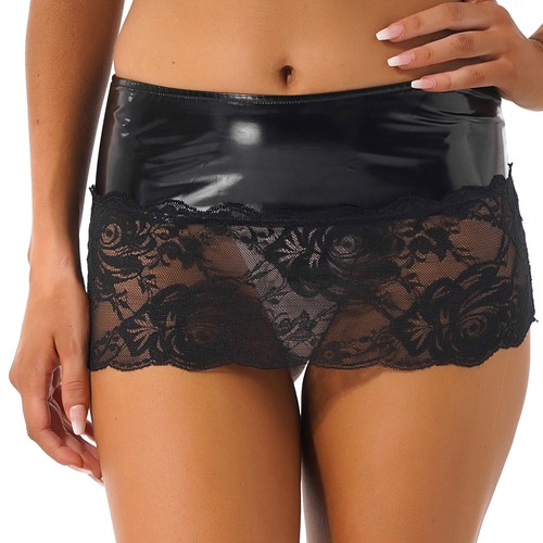 Damen wetlook rock - wetlook, kurz