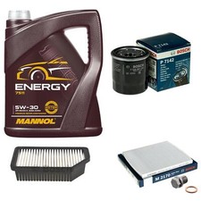 BOSCH Inspektionspaket 5 L MANNOL Energy 5W-30 für KIA Rio III UB 1.25 CVVT