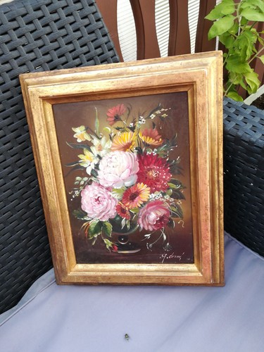 Oelbild mit blumen - mit,